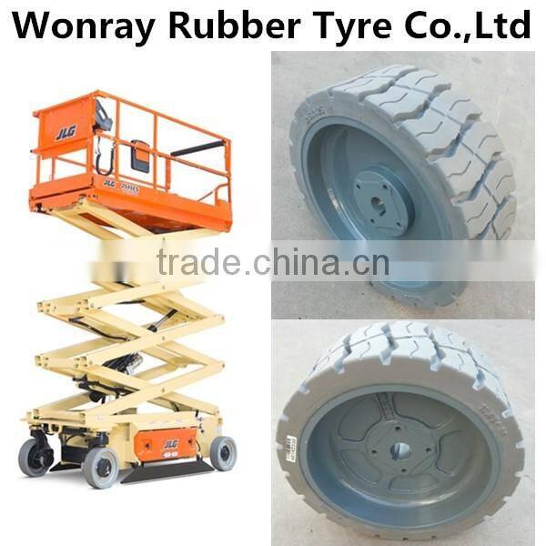 20 ft Electric Narrow Scissor Lift tire 12.5x4.25 Solid non-marking tyre for Haulotte Optimum 6