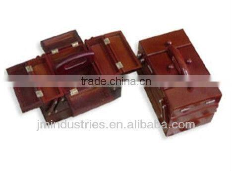 Folding Wood Sewing Kits Box with Handle