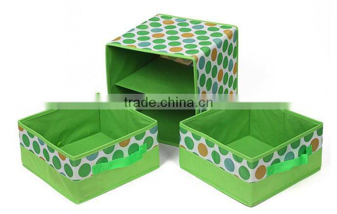 two layered fresh green spots printed storage box with 2 drawer