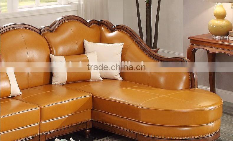 American modern concise genuine leather corner sofa set