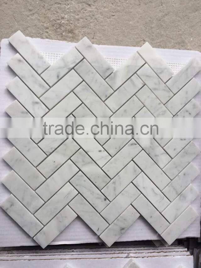 carrara white basket weave mosaic