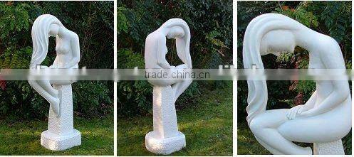 Abstract garden lady statue with long hair
