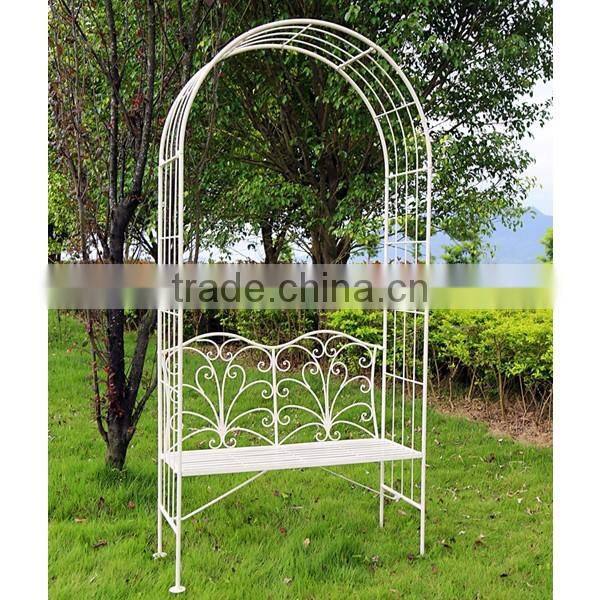 Garden Wrought Iron Pastel Green Garden Arch Outdoor Archway With Bench