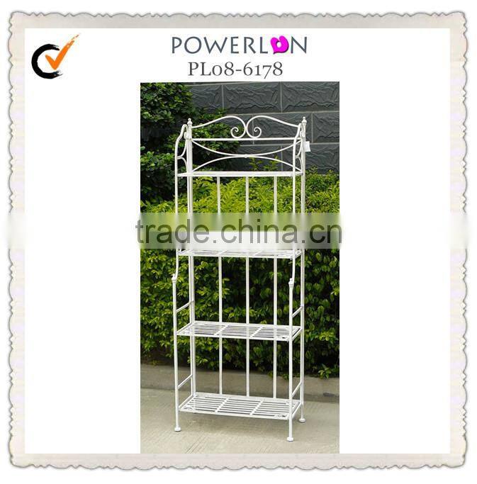 vintage white wrought iron garden shelving