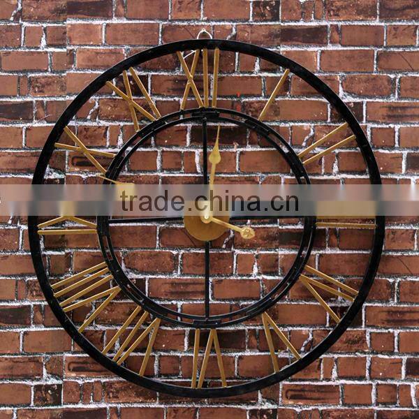 Metal Skeletal Roman Numerals Wall Clock - Large