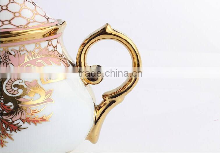 Euro Style Personalized royal electroplate gold fine porcelain coffee tea set