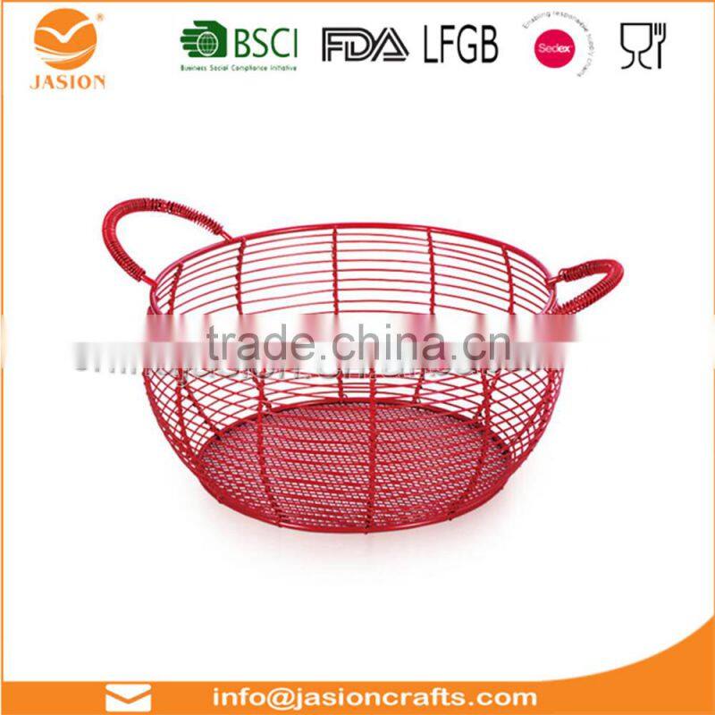 Oval Wire Baskets garlic fruit Storage Rustic Trugs Wood Handle Eggs basket