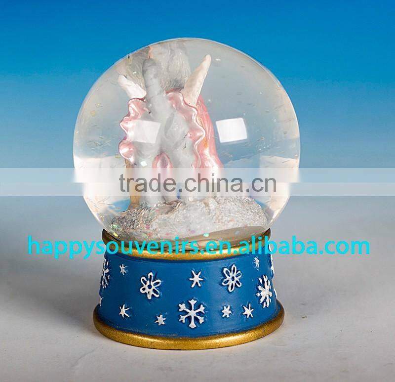 cute dog animal glass snow globe with polyresin base gift snow globe diameter 45mm
