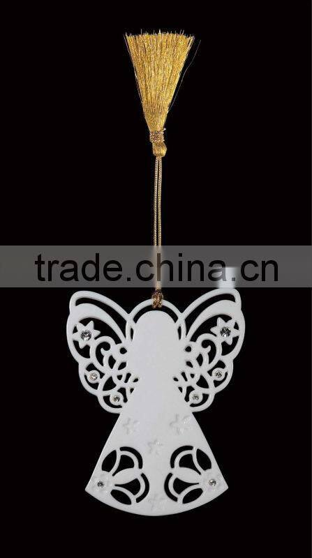 Hot Sale Porcelain Christmas Heart Hanging Ornament Stand with Porcelain Ball Pendant WS331-SS10098B