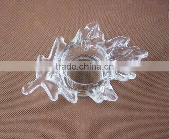 leaf shaped glass candle holder / glassware