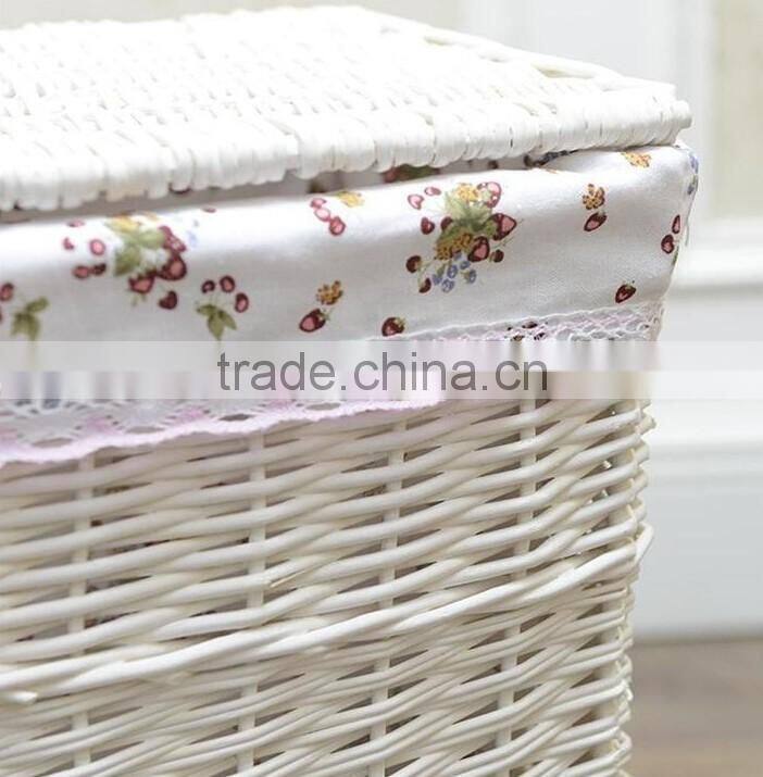 cheap Linshu hand woven white color laundry basket
