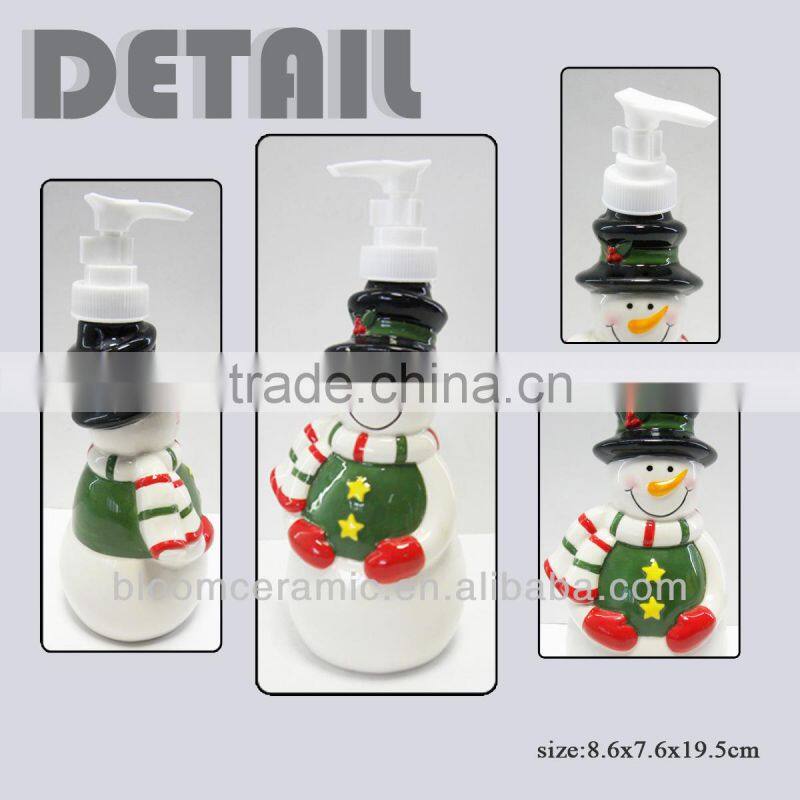 Snowman shampoo bottle design with pump cap