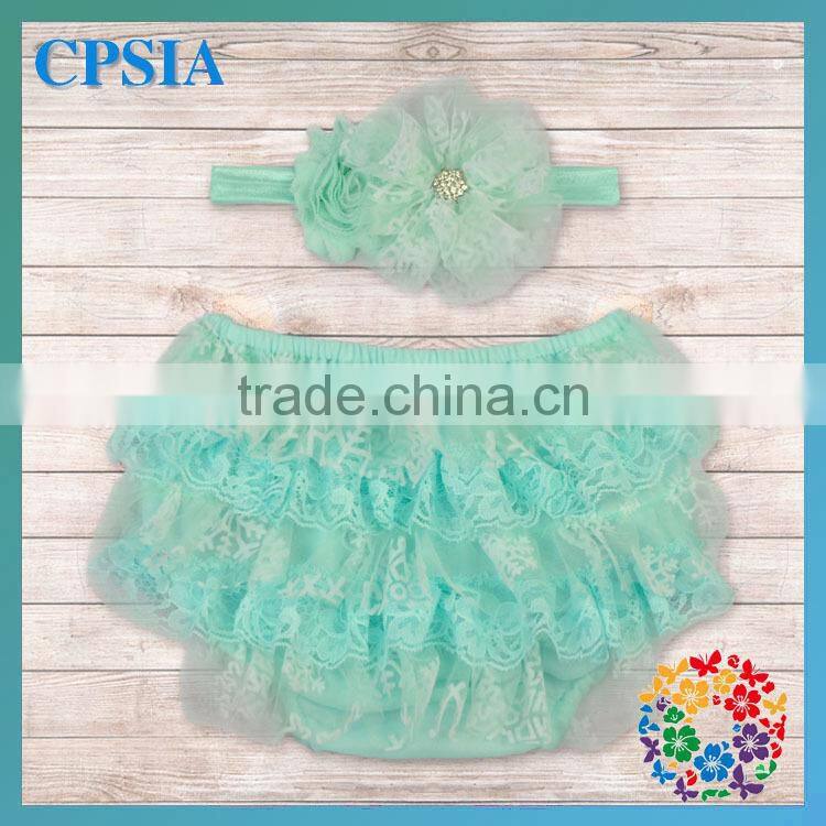 Wholesale bloomers for kids with headband set petti lace diaper cover for children