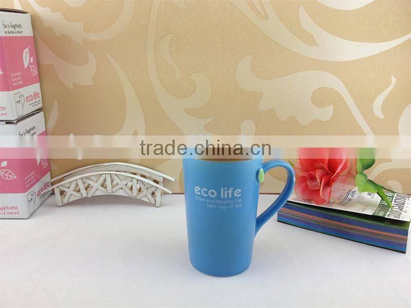 Eco ceramic color mug with wood lid
