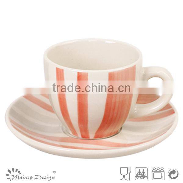 hand painting stripe Cup Saucer Cheap high quality mordern design
