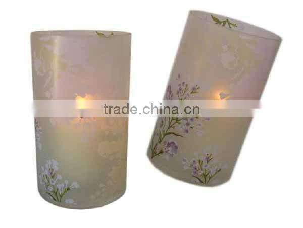 pretty frosting and decal glass candle holders simple