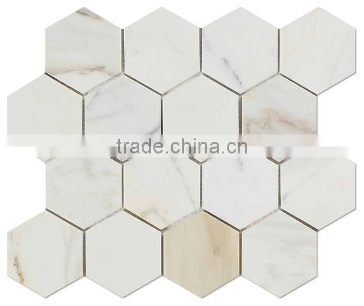 MM-CV259 Exceptional quality customized natural stone calacatta gold marble hexagon mosaics