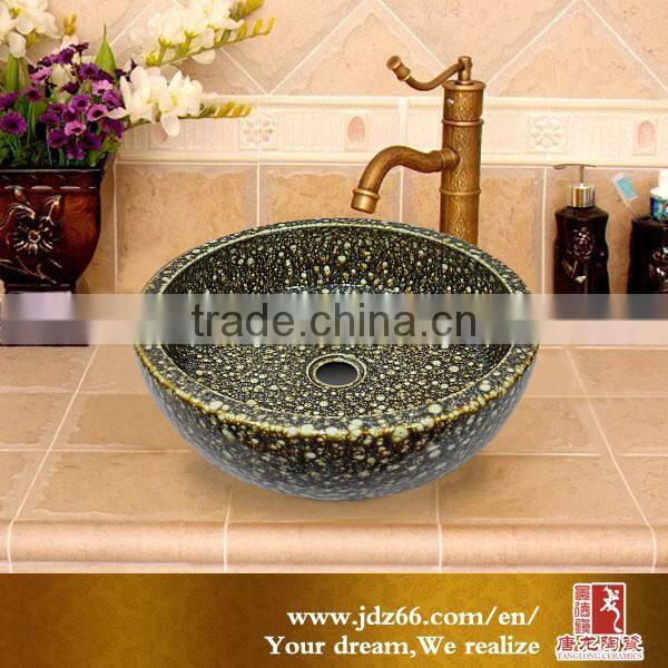 2015 Hot sale jingdezhen porcelain sink polish in ceramic basin blue