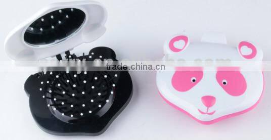 Plastic animal Panda/Owl-shaped shaped folding mirror and comb