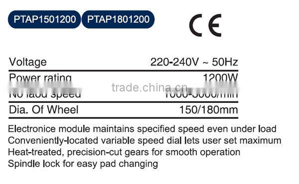 150mm or 180mm 1200W Car Polisher Angle Grinder Polisher Angle Polisher with GS CE EMC FFU