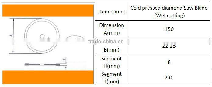 6inch150mm continuous rim wet diamond Saw Blade marble stone concrete tile diamond cutting disc continuous rim