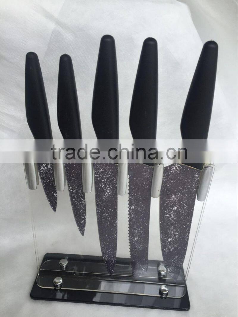 5pcs knife steel set with wood block