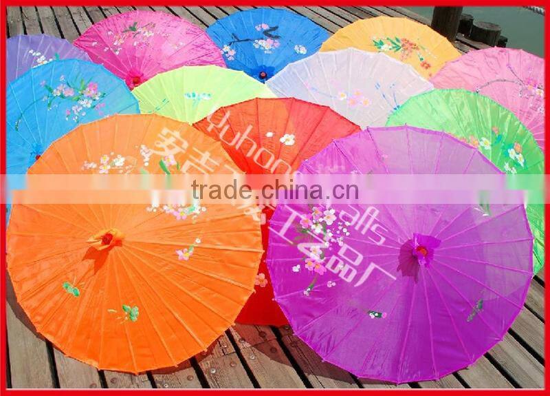 Flower panited Chinese silk bamboo parasol