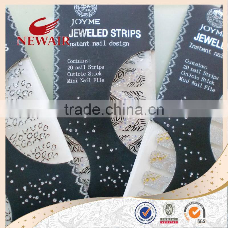 Newest Nail Art Jeweled Strips Shiny Crystal Wraps Decals Nail Foils Patch Tip Tips + 1 nail file + 1 manicure stick