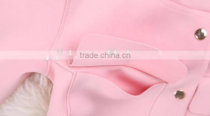 New Women single-breasted pink lady straight fashion coat design long trench