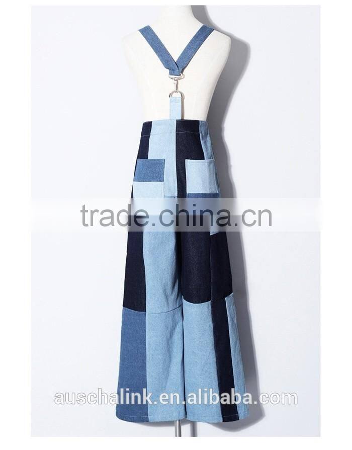 new style lady strap cargo trendy denim jeans manufacturers 2016