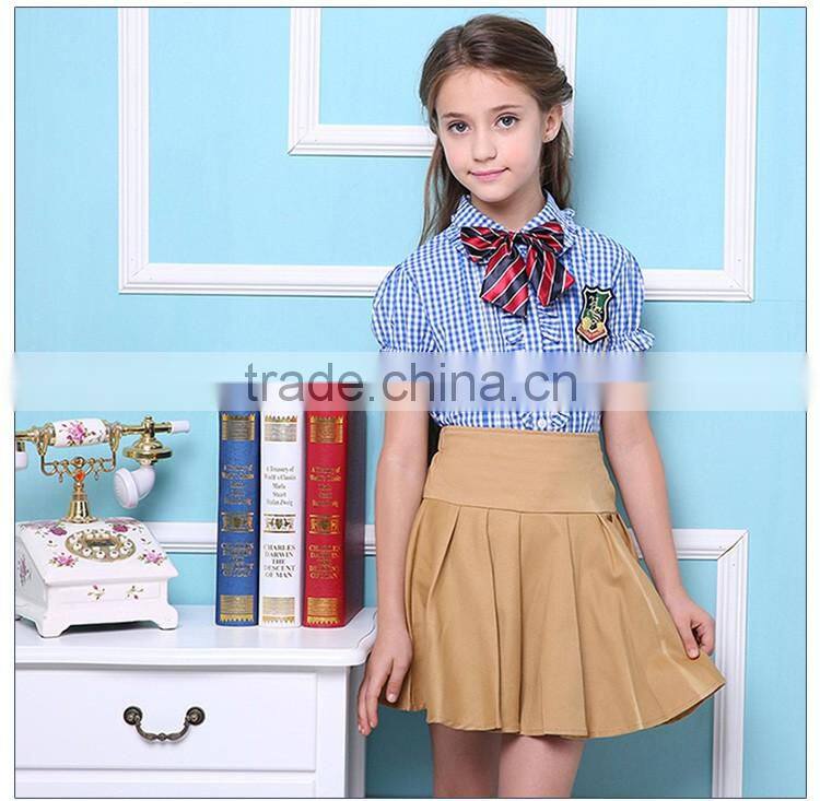 Custom Primary School Shirt /Short Skirt And Pants For Children Summer School Uniform