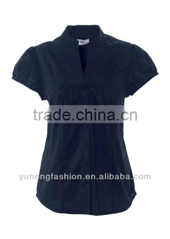 ladies plus size blouse short sleeve cotton blouse