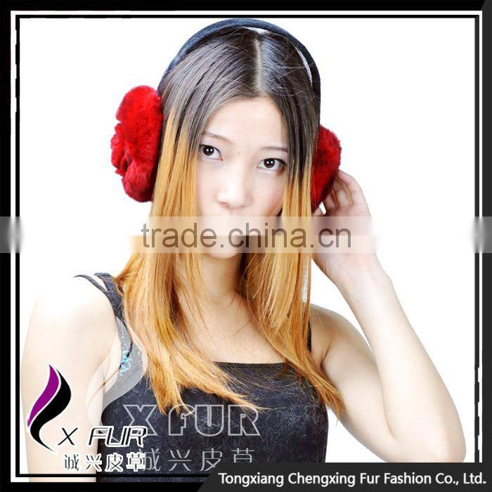 CX-EM-03M Fancy Rex Rabbit Fur Ear Muffs For Winter