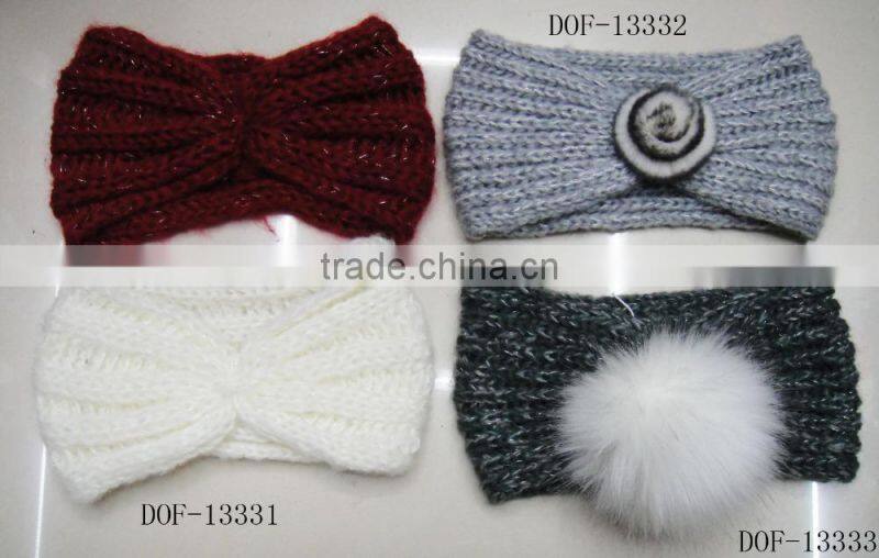 Fashion new women stylish bow Hot knitted acrylic designer winter headband