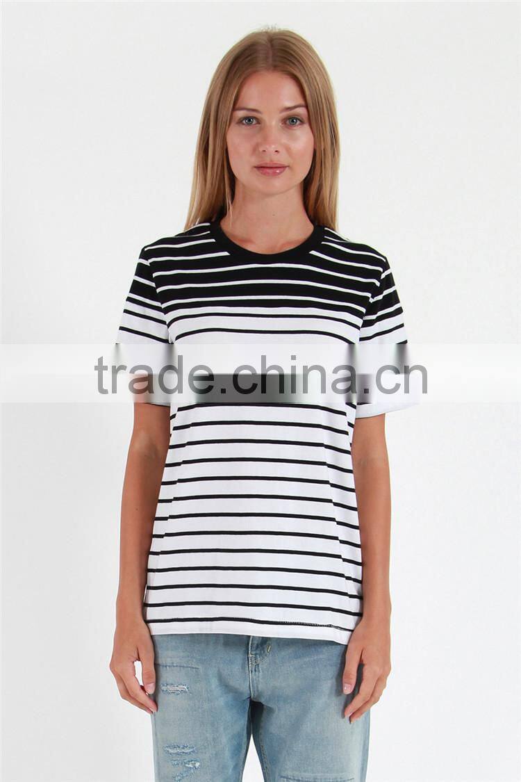 Summer fashion blank striped t shirt female t shirt for hot sale