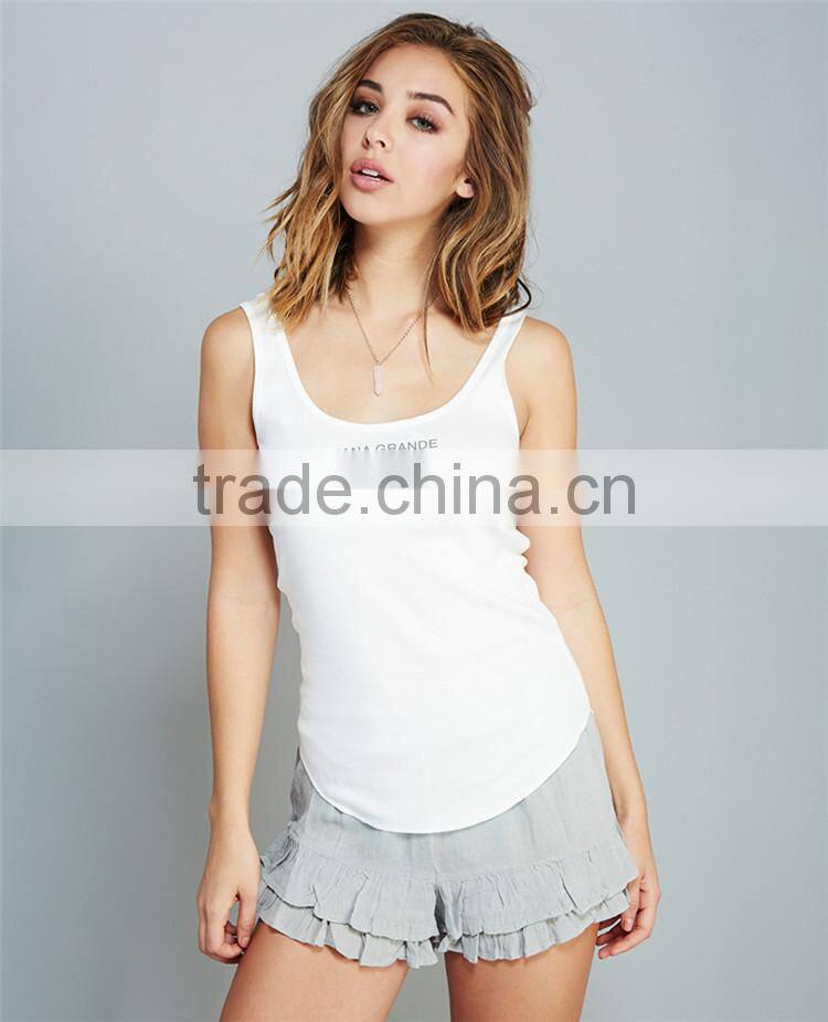 Women cotton top classic white singlets dry fit singlets