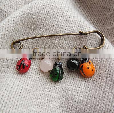 custom enamel ladybug animal charm saferty pins birthstone bead charms handmade brooch pins unique garment accessories