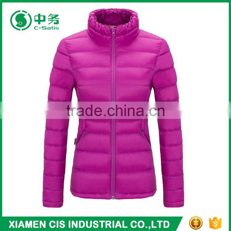 Morden Fashion Winter Lightweight Stand Collar Padded Jacket for Women