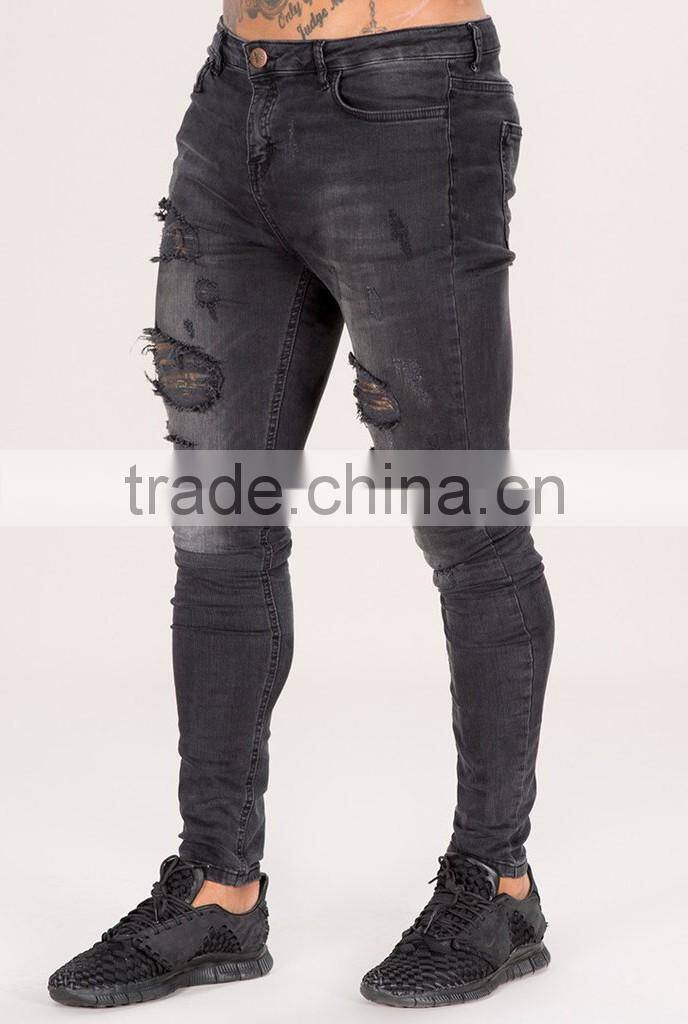 new model jeans pants ripped hip-hop tight fit stylish jeans casual wear for men