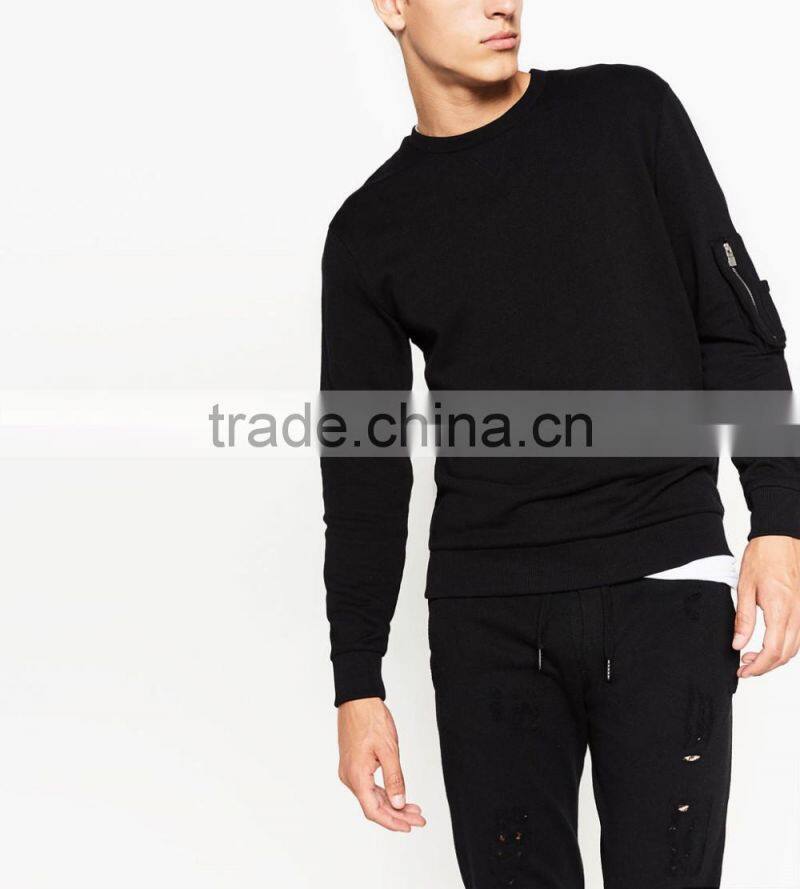 Hot sale cheap custom wholesale side pocket pullover mens sweatshirt