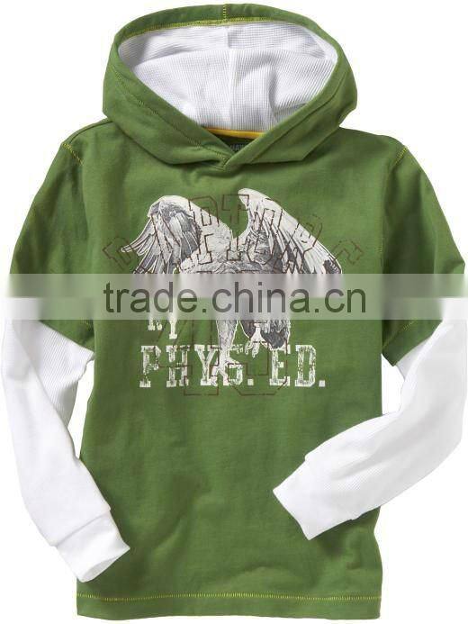 BOYS STRIPED LONG SLEEVE POLO T SHIRT WITH CONTRAST LAYER SLEEVES