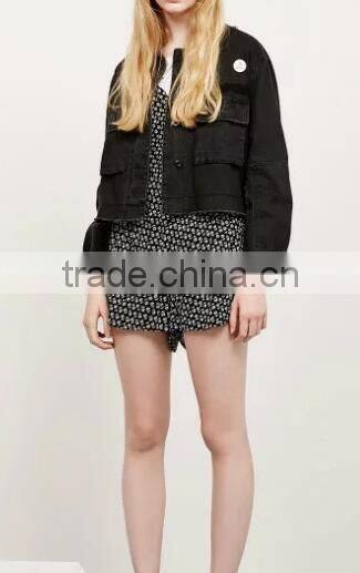 Runwaylover EY1010C 2016 autumn new ladies casual lapel hole denim jacket