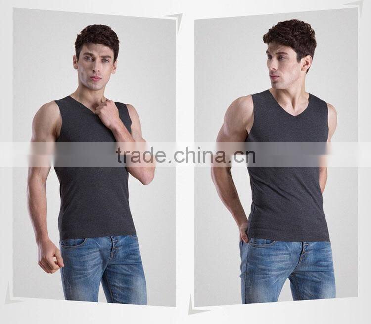 wholesale new style 100% cotton high quality plain gym tank top men V-3