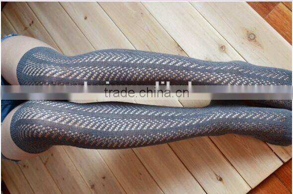 Over knee high girls hollow jacquard stockings