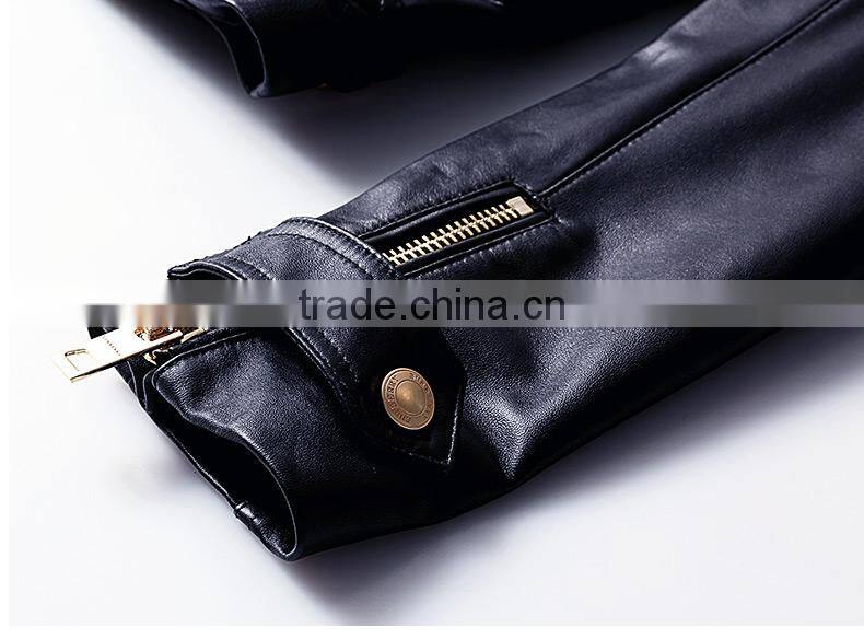 2017 latest designs lady casual fashion women leather motorcycle jacket for wholesale