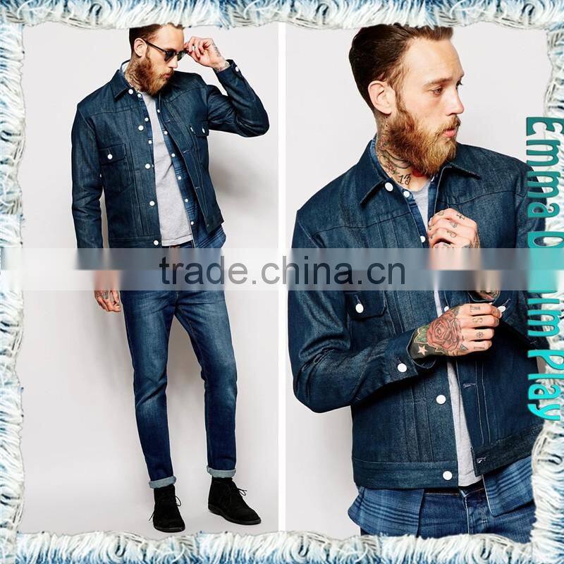 2016 Men's Retro Long Sleeve Button Up Top Design Best Jean Indigo Denim Jackets Wholesale