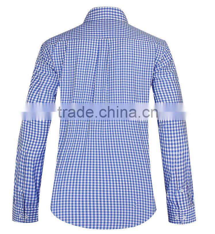 small checks men's long sleeve button-down casual shirt