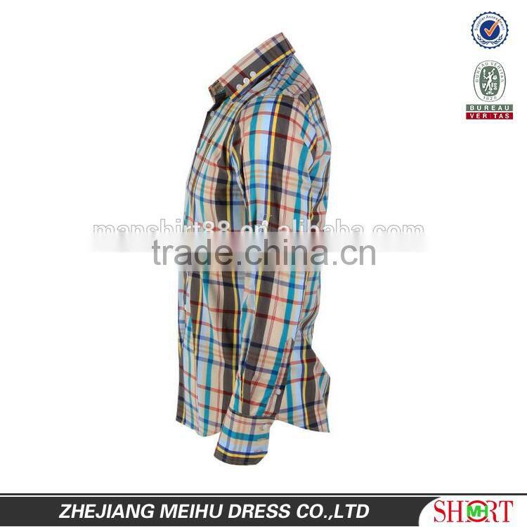 Latest fashion men casual shirts plaid fabric button up shirts for men