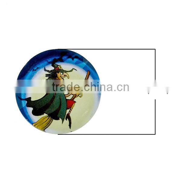 Wholesale Round Flatback Multicolor Halloween Witch Besom Pattern Transparent 20mm Glass Dome Seals Cabochons