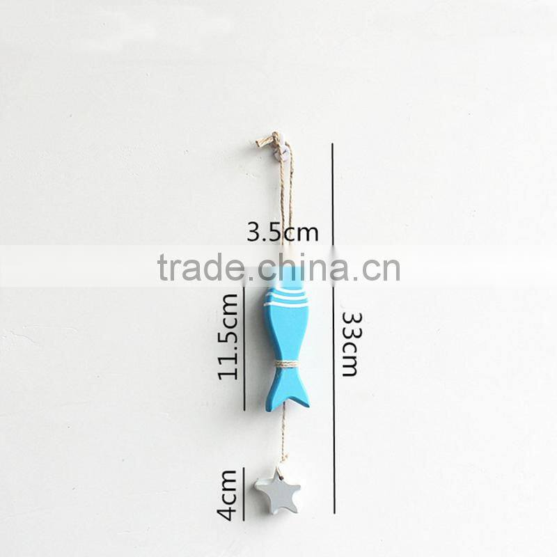 Mediterranean Style Wooden Fish Shape Wall Hangings Decoration Craft
